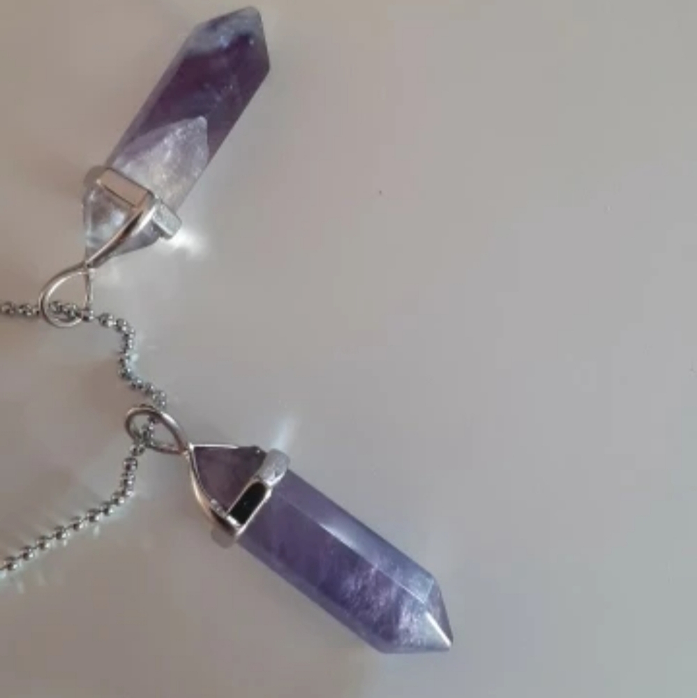 Natural Amethyst Crystal Pendant Healing Quartz Stone Point Necklace - Picture 10 of 16